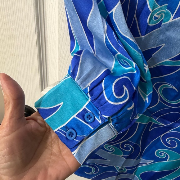 Papermoon Blue & Aqua Swirl Dress with Side Ring Accent - Picture 7 of 10
